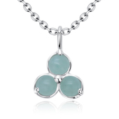 Green Quartz Natural Three Stone Silver Necklace SPE-5149